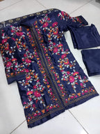 Heirloom Bloom Embroidered Silk Coat 3Piece Set