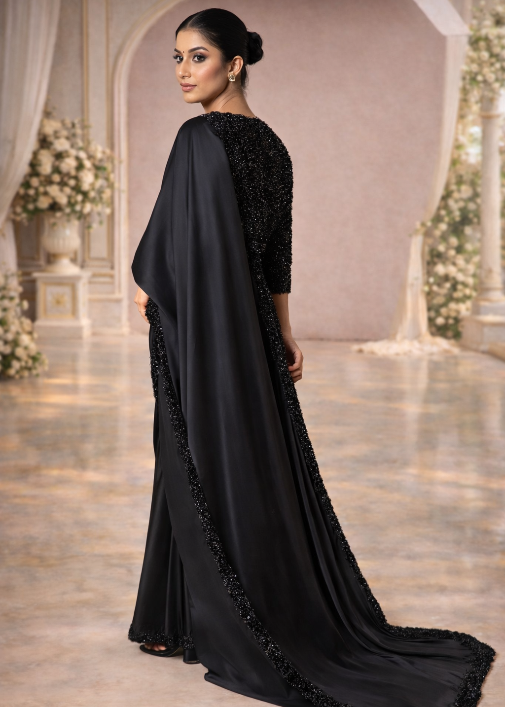 Shamoz Silk Ready to Wear Saree with Sequin Border