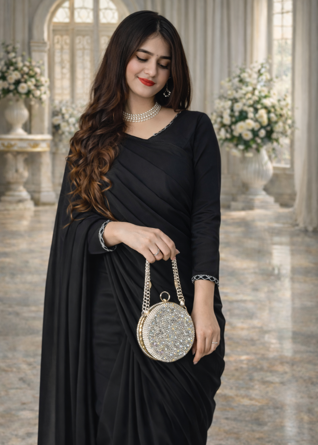 Mirror Chiffon Saree