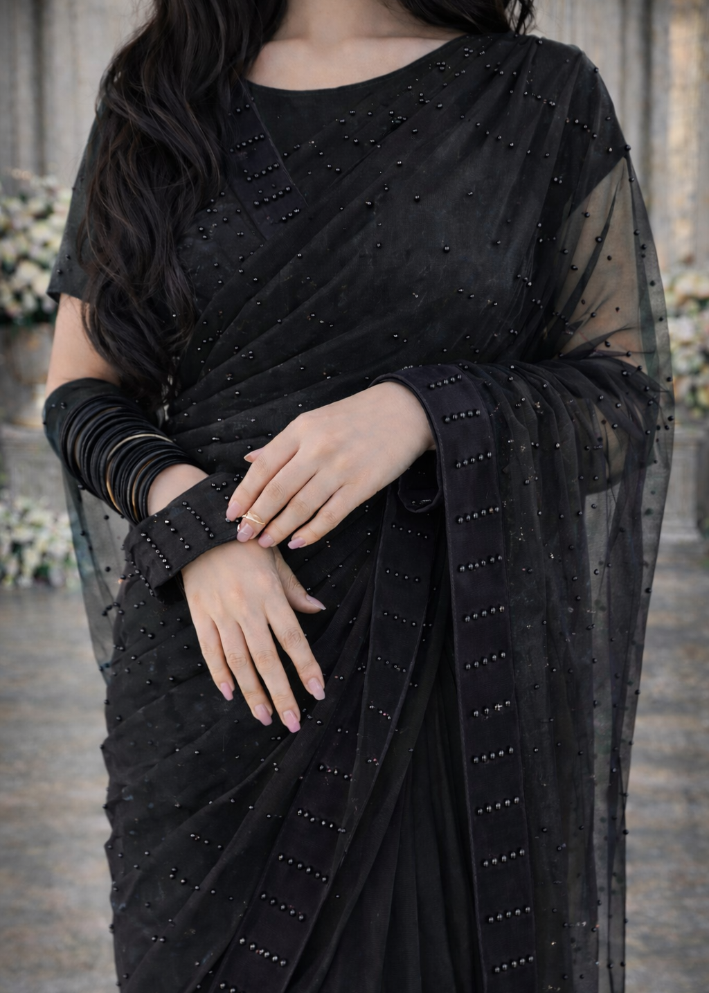 Velvet Shadow Saree