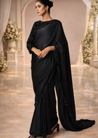 Shamoz Silk Ready to Wear Saree with Sequin Border