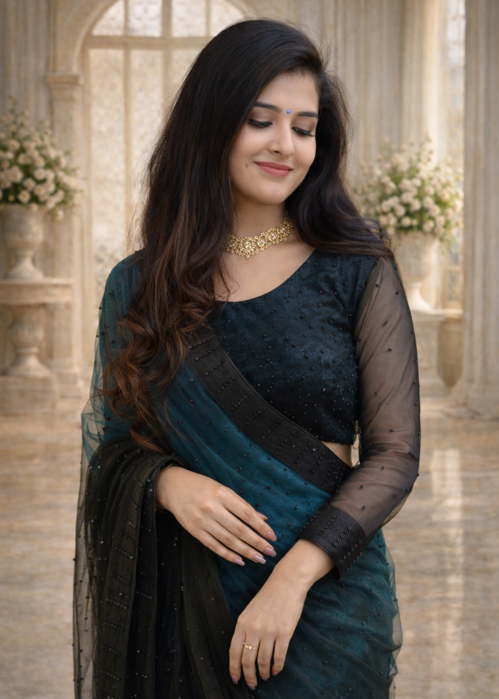 Velvet Shadow Saree