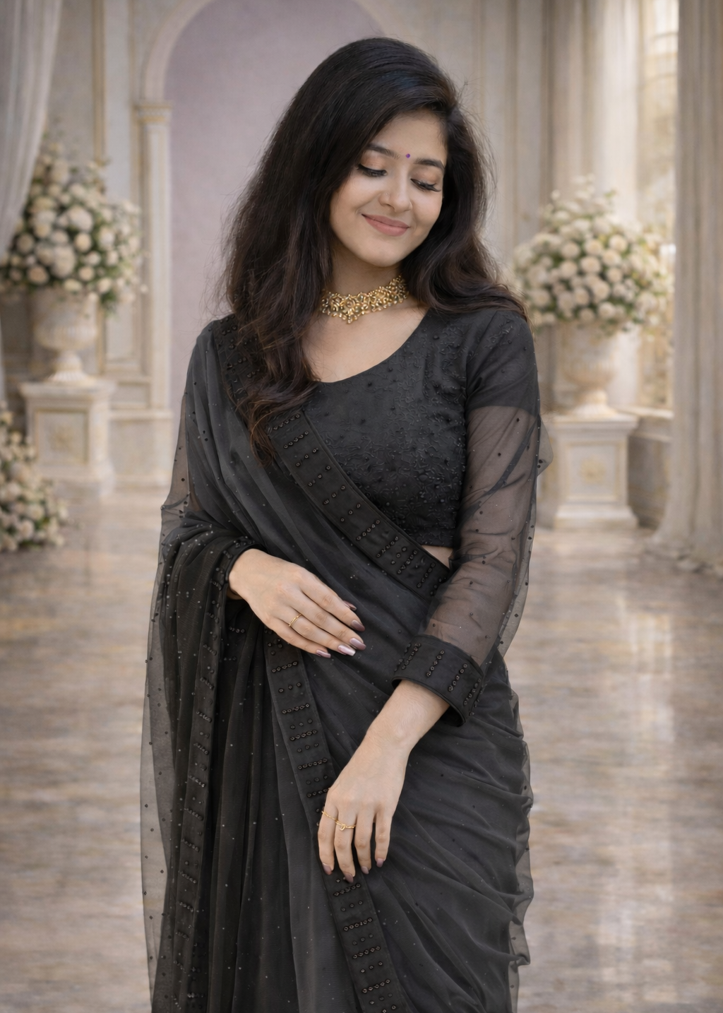 Velvet Shadow Saree