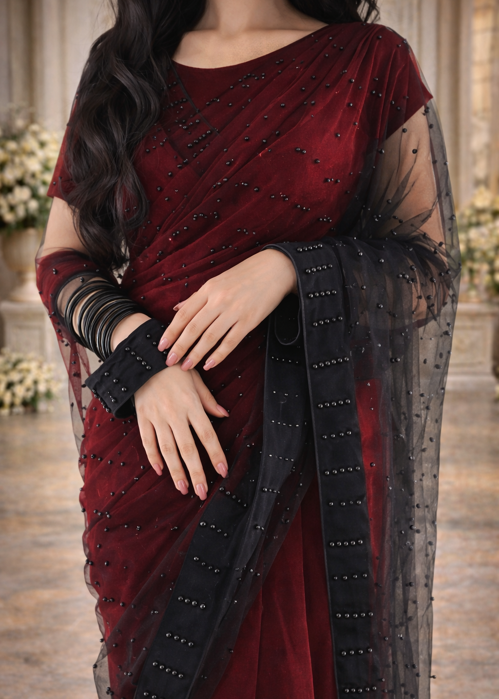 Velvet Shadow Saree