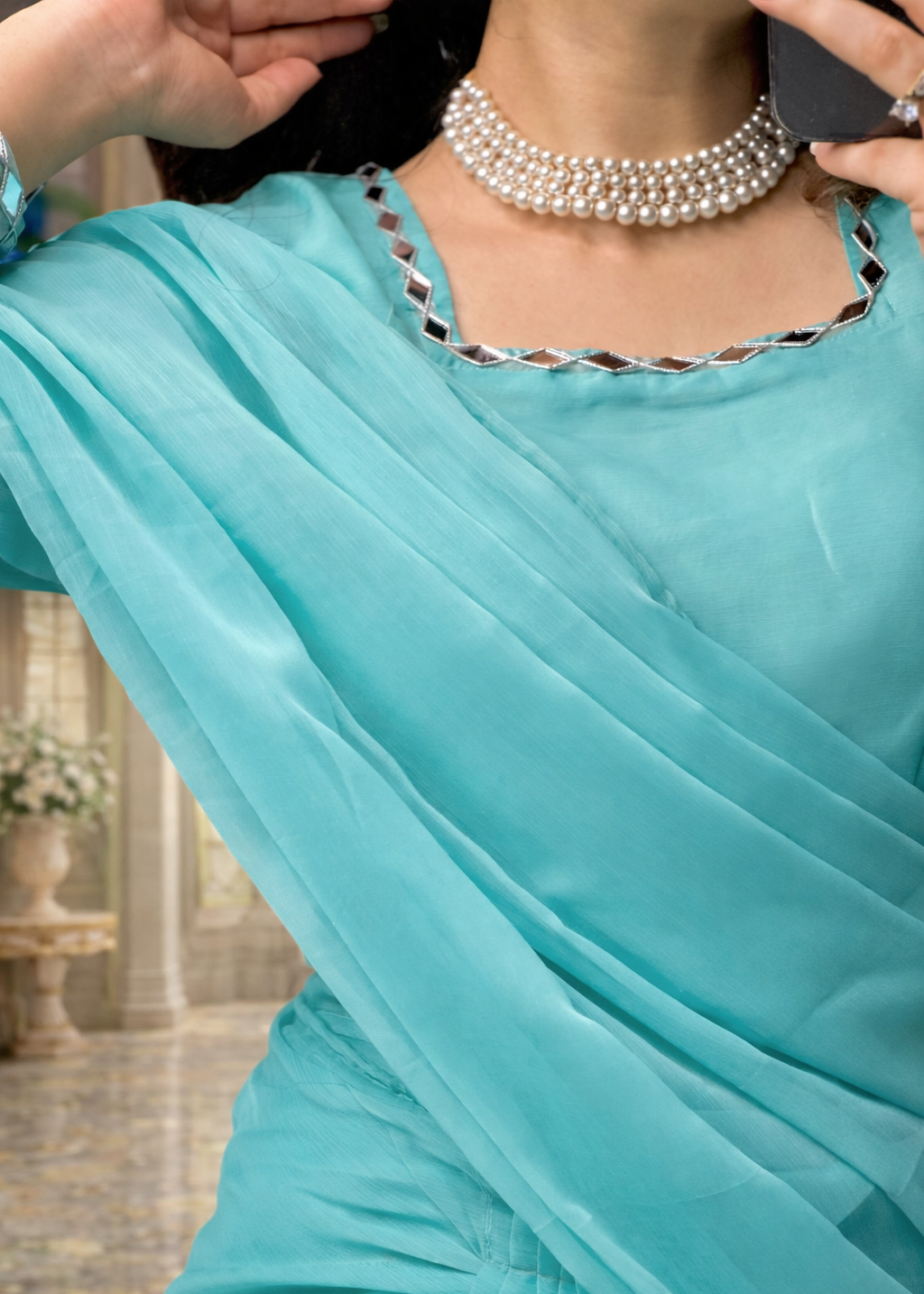 Mirror Chiffon Saree
