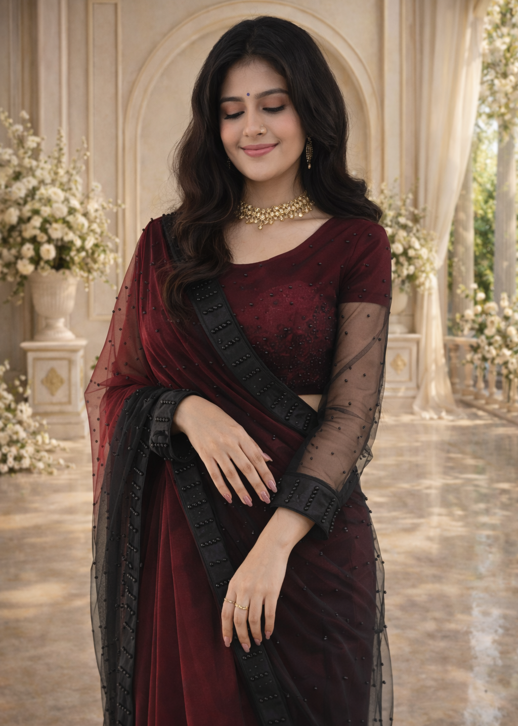 Velvet Shadow Saree