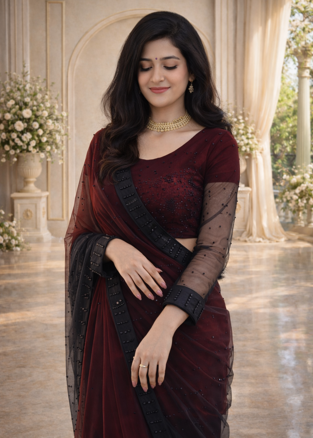 Velvet Shadow Saree
