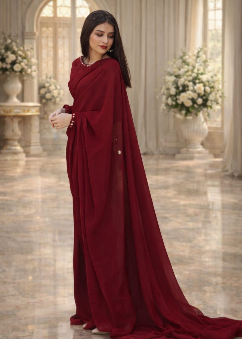 Mirror Chiffon Saree