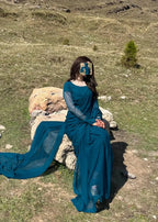 Zarif Ready to Wear Chiffon Saree I Premium Stitched Saree Set with Blouse