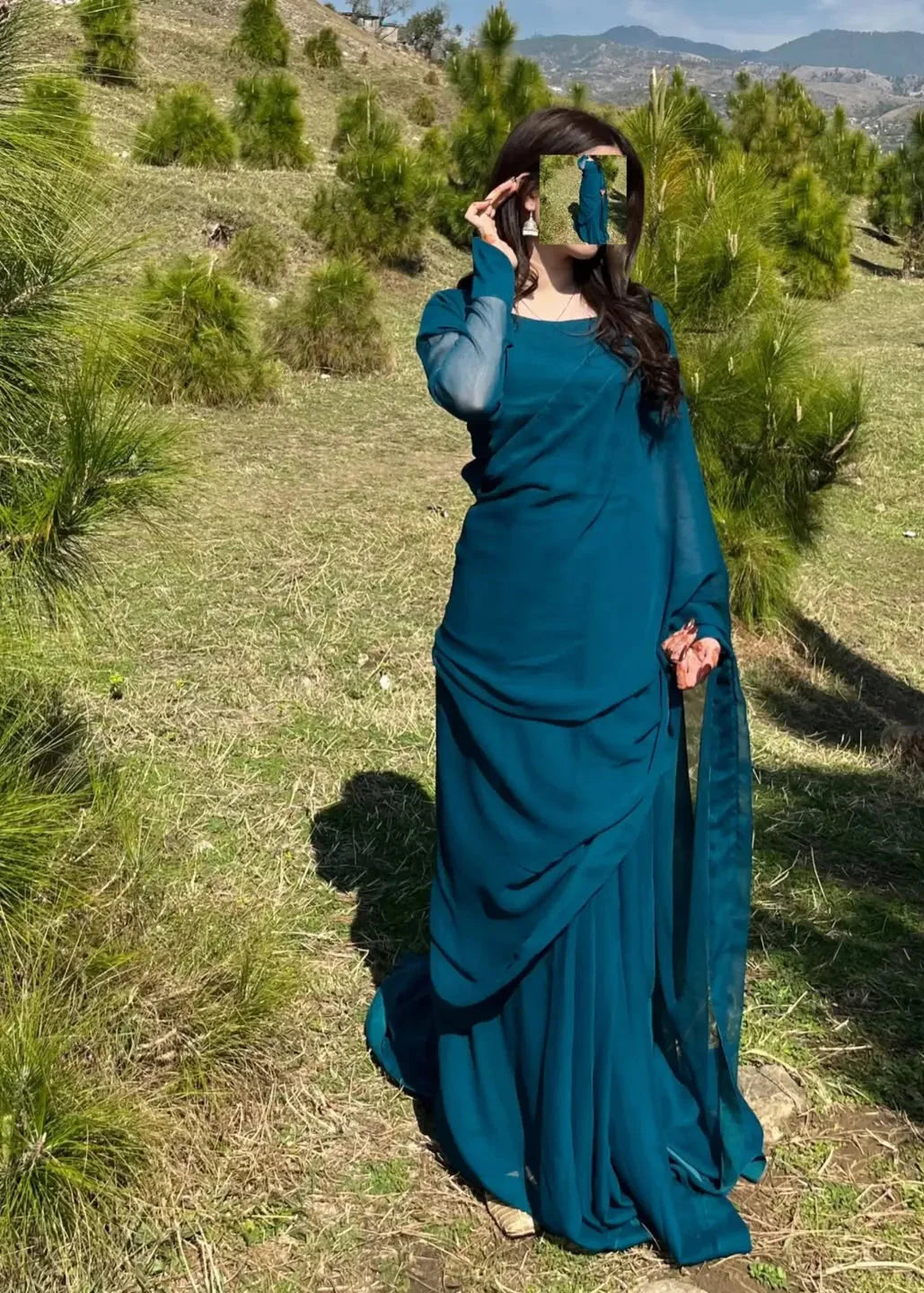 Zarif Ready to Wear Chiffon Saree I Premium Stitched Saree Set with Blouse