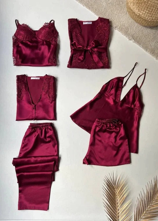 Luxury 6 Piece Satin Silk Nighty Set Feel Like a Queen Every Night