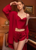 3 Piece Silk Half Nighty Set Soft and Stylish Nightwear for Women