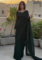 Zarif Ready to Wear Chiffon Saree I Premium Stitched Saree Set with Blouse