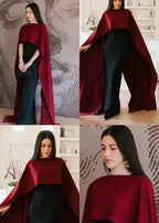 Royal Grace Cape Shawl Dress - Premium Shamoz Silk Formal Wear for Women